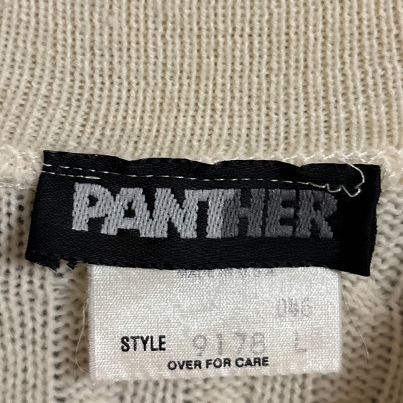 Vintage Panther Sweater Skirt Set L Cream Wool Cable Knit Tank Midi 90s Neutral - Picture 6 of 14